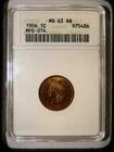1906 INDIAN HEAD PENNY ANACS MS 63 RB MPD-014