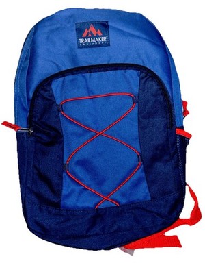 Trailmaker Kids Backpack Blue Red Medium 15''x11'' Adjustable Straps Zipper