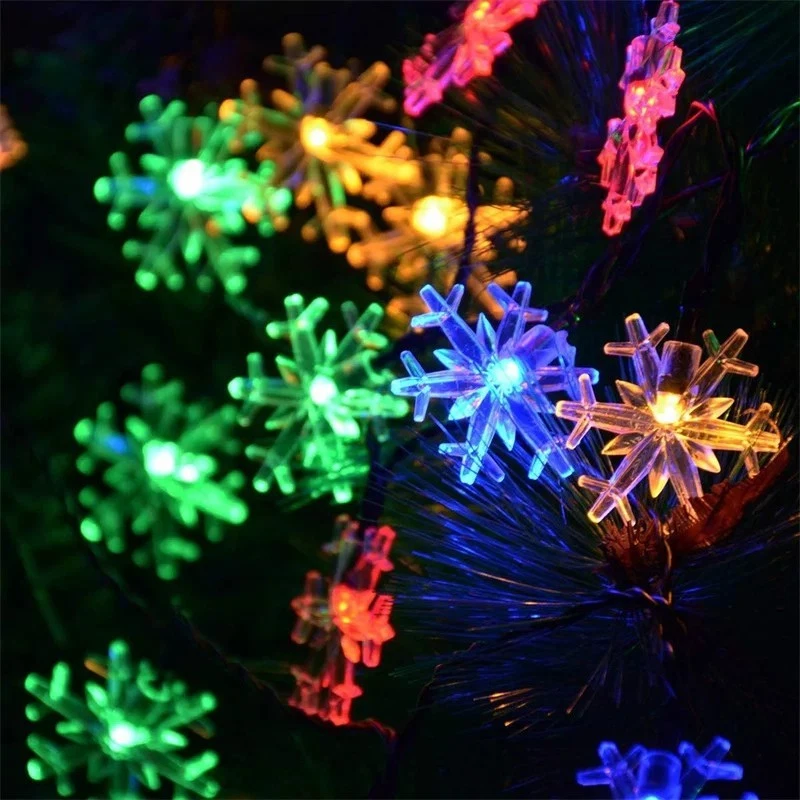 Solar Snowflake String Lights | Outdoor Garland for Christmas & Patio Decor - Image 2 of 4