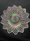 Vintage Federal Glass Iridescent Clear Petal Plate 9 1/4”– Rainbow Star Flower