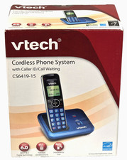 Vtech Cordless Phone System W/Caller ID/Call Waiting Blue  Black CS6419-15 New