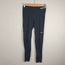 Nike Pro Leggings Womens Medium Black Swoosh Gym Training Running Stretch