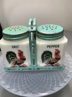 Vintage Tipp City Milk Glass Rooster Salt And Pepper Shakers Set With Holder