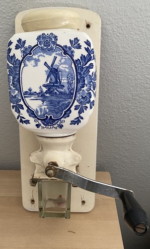 Antique DE VE HOLLAND Porcelain Coffee Grinder Mill Wal Mounted - Picture 8 of 17