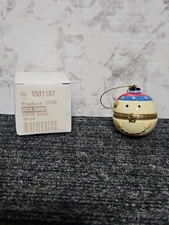 Snowman Head Hinged Trinket Ceramic Box Surprise Ornament 2.25” 