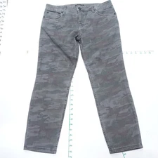 Sanctuary Clothing Curvy Jeans Womens 31 Gray Camouflage Army Denim Skinny Leg