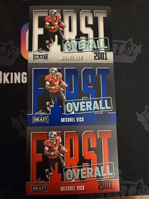 (3) Michael Vick 2023 Leaf Draft #9 Base, Blue, Red First Overall Falcons Eagles
