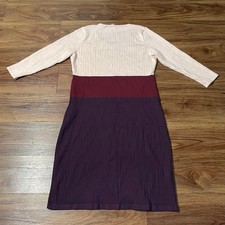 Calvin Klein Multi Colour Colour Block Bodycon Dress 3/4 Sleeve Women Size Large