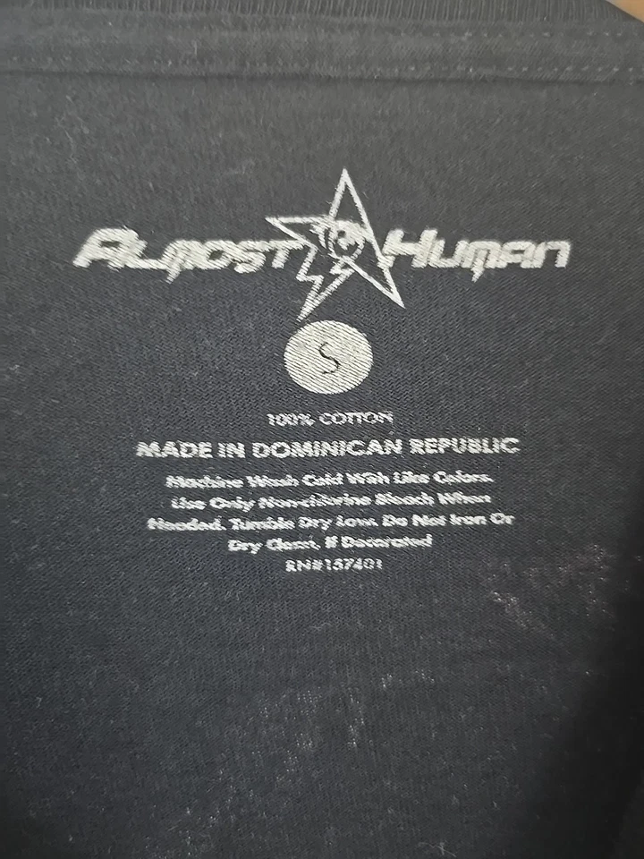 Camiseta Almost Human Anime Niña Gráfico Coche Negra Talla S 100% Algodón Foto 3 de 4