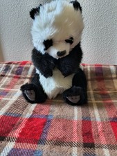 Hansa Panda Bear Plush Puppet 13" Black White Teddy Realistic