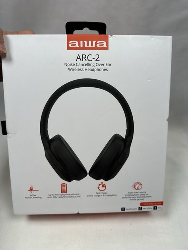 Aiwa Arc-2 Noise Cancelling Over The Ear Wireless Headphones-New - Picture 3 of 6