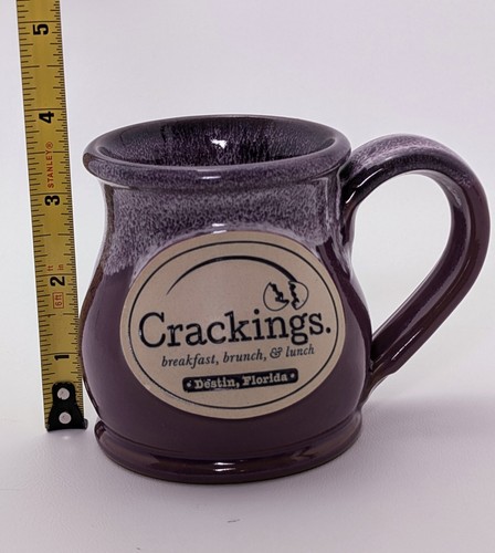 Taza púrpura Deneen Pottery 2018 hecha en EE. UU. Crackings Destin, Florida usada en excelente estado - Imagen 10 de 10