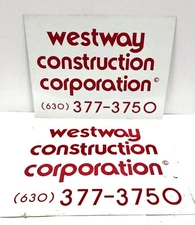 Vintage 1970's 80's Pair Of  Two Double Sided Metal Construction Company Signs