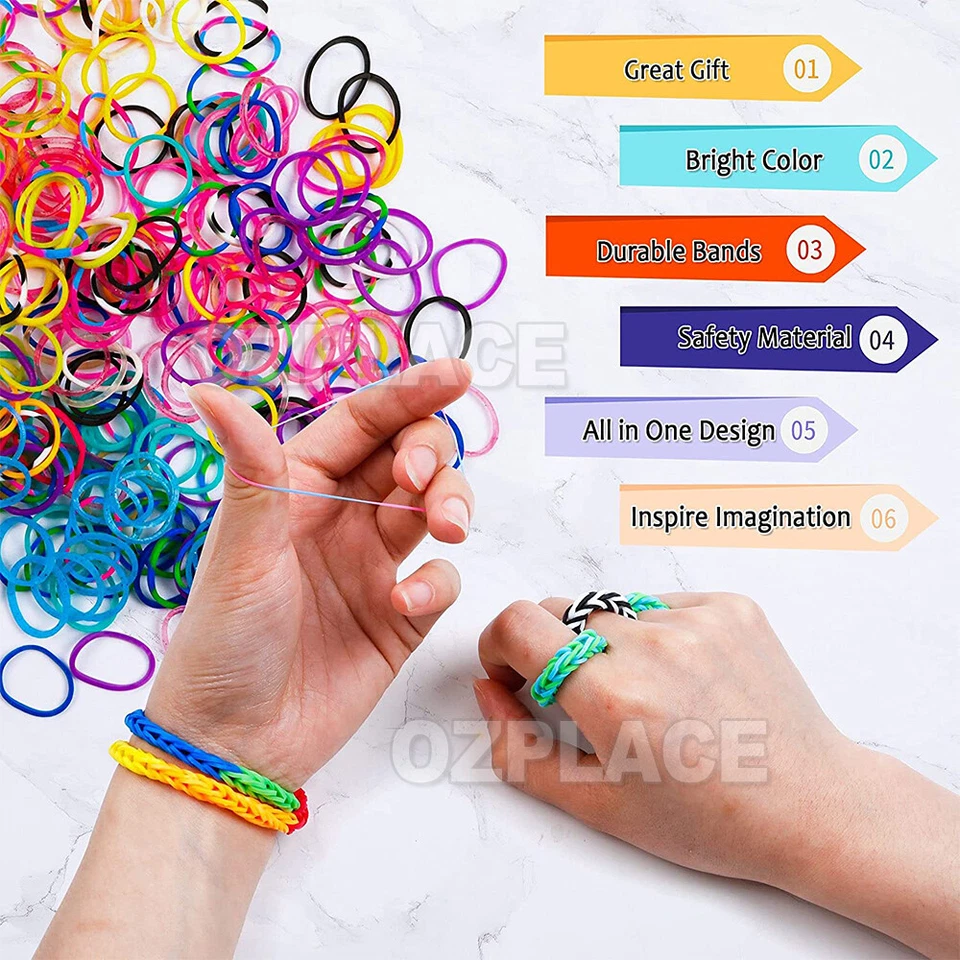 7500pcs Loom Bands Kit Bracelet Mixed Colour Rubber Refill Clip Hook Charms DIY - image 3 of 4