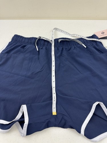 HODO SPORTS Women's Running Workout Shorts XL Dark Blue White Trim Drawstring - Picture 7 of 8