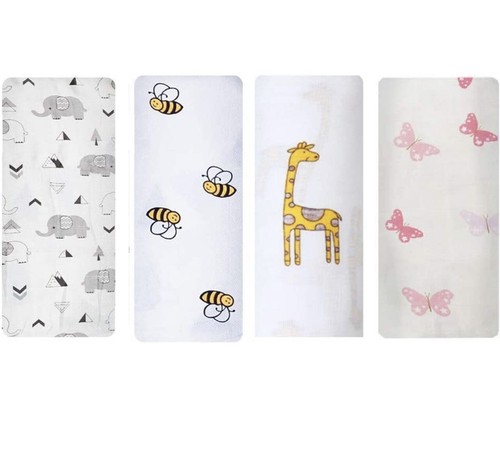 Mother's Lap 4 Pack 47x47 Muslin Swaddle Baby Blankets NWT Jungle Jam