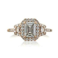Lab-Created 2.55 ct White Emerald  Round Cut CZ Halo Engagement Wedding Ring