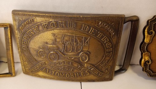 Cowboy Vintage Belt Buckles Eagle Henry Ford Buck With One Broken Horn - Picture 3 of 12