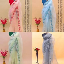 Women's Super Net saree with Separate blouse Piece