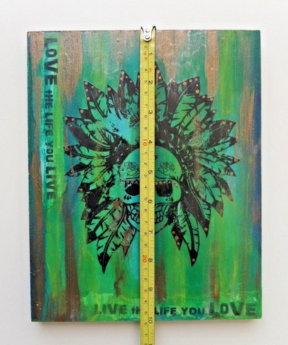 Native American Skull Headdress Hand made Wood Wall Art - Picture 4 of 7