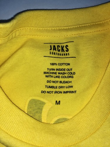 JACK'S SURFBOARDS Girl's Medium Yellow T-Shirt Short Sleeve KEEP ON SURFIN New - Picture 5 of 5