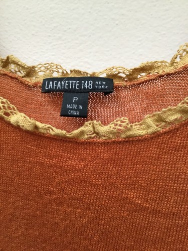 LAFAYETTE 148 New York •LINEN Sleeveless Knit SHELL Tank Top •Sz P •RUST • MINT! - Picture 3 of 3