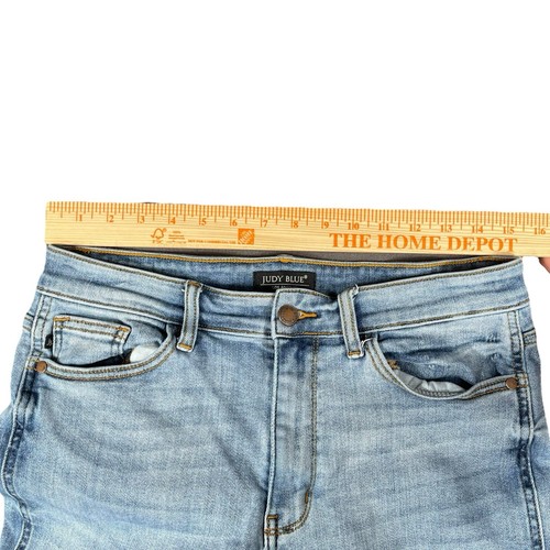 Judy Blue Straight Fit Light Wash Raw Hem Blue Jeans Sz 11/30 JB82529LT - Picture 8 of 13