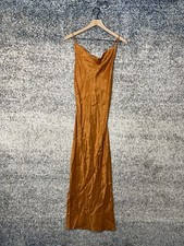 Anthropologie Dress 4 Petite Orange Slip Camisole Maxi Cross Back Cocktail Satin