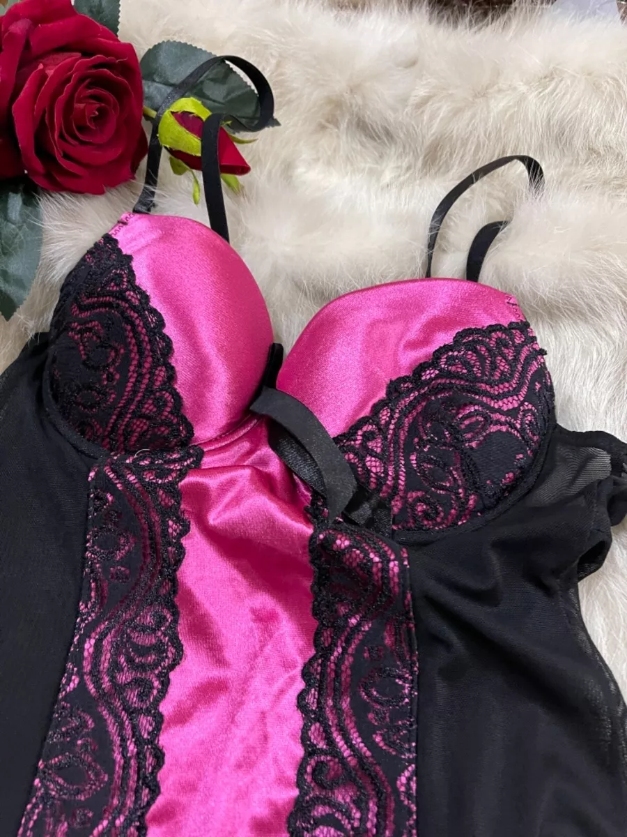 Amante black pink padded Camisole sleepwear nightwear size M cup B