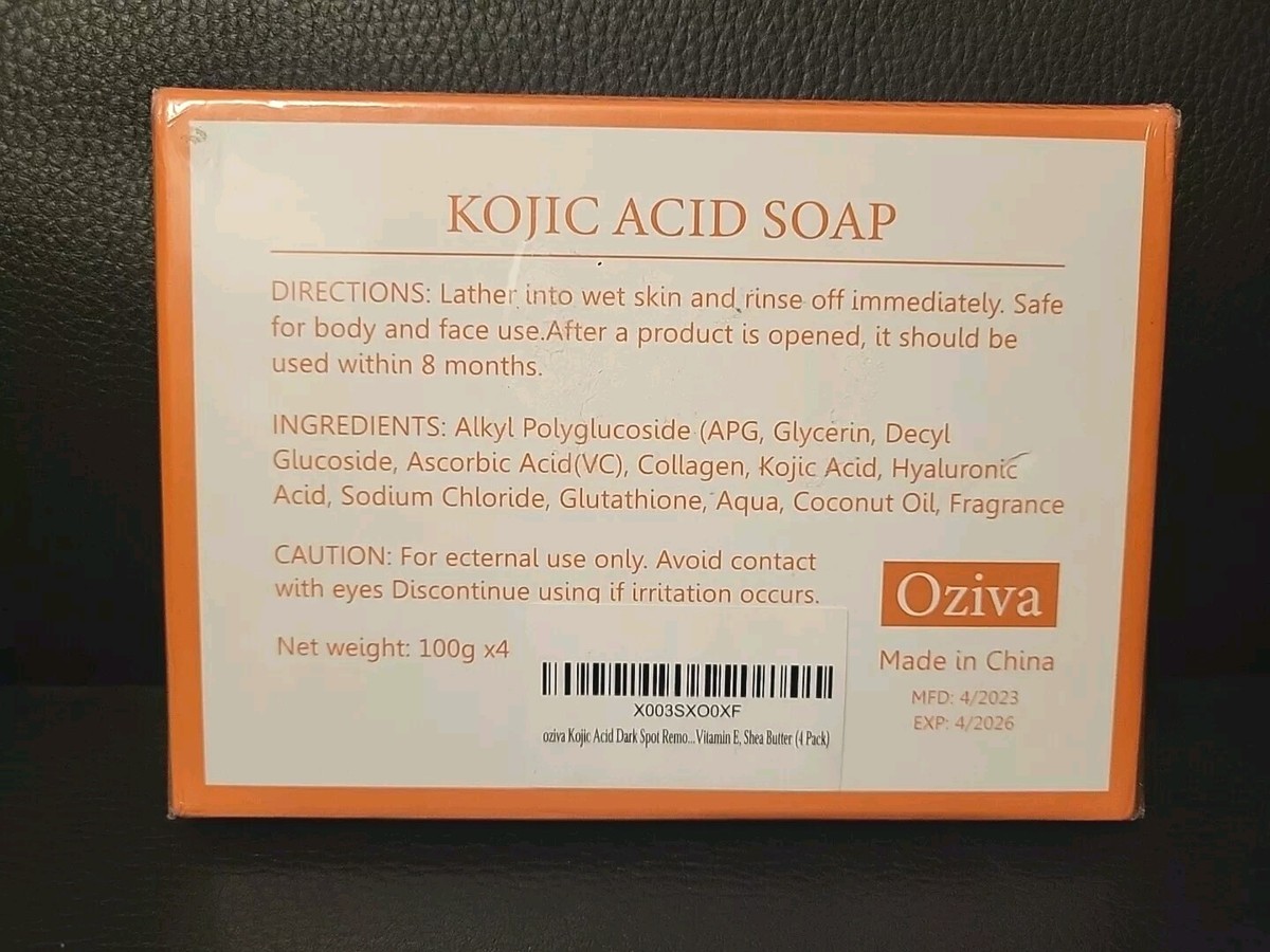 NEW Oziva Kojic Acid Soap w/Vitamin C, Collagen, Glutathione Shea Butter  4pk Bar | eBay