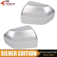 🌟 For 2015 2016 2017 2018 2019 2020 Ford F150 Mirror COVERS Skull Caps SILVER