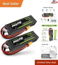 Powerful 3S Lipo Battery 2200mAh 50C 11.1V for RC Drones & Vehicles (2 Packs)