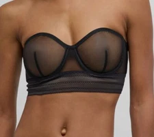 Else Women Black Bare Sheer Strapless Underwire Bra Size 32B