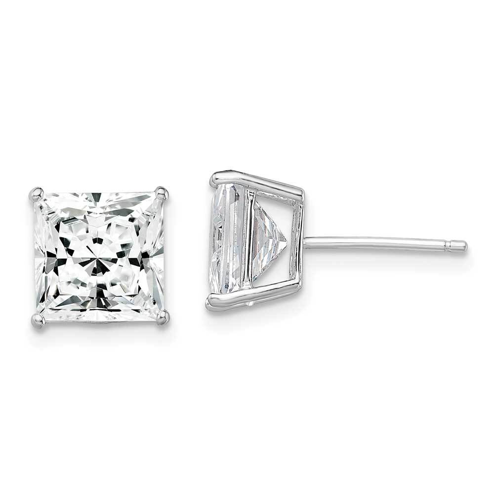 Stud Earrings 8mm Cubic Zirconia Post Rhodium Plated Sterling Silver Stud Earrings 8mm Cubic Zirconia Post Rhodium Plated Sterling Silver