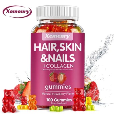 100 Hair Growth Gummies with Biotin and Collagen   Multivitamin for Healthy Hair