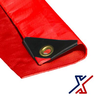 10 x 12 Red Color 10 Mil Heavy Duty Tarp / Canopy by X1Tools/Tarps