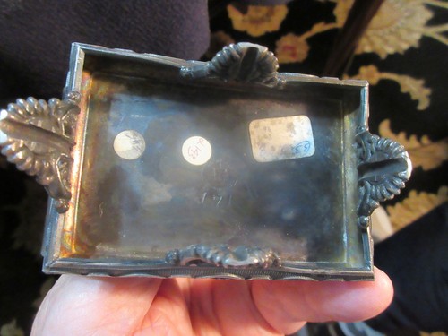 Antique Silver Plated Figural Napkin Ring Butterfly Beetle? & Flower Bud Vase - Picture 11 of 12