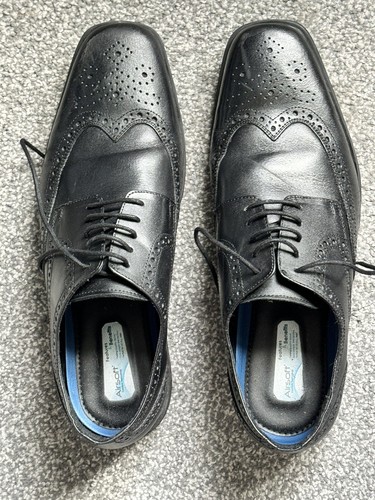 Black Leather Square Toe Oxford Brogues