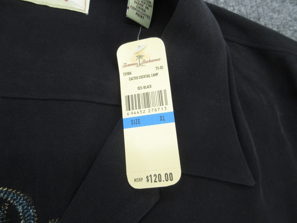 Tommy Bahama Shirt Mens XL Black Silk Cocktail Mirage Short Sleeve Button Up NEW - Image 2 of 4