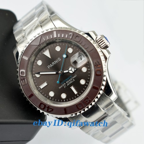 2406 Parnis 41mm Ceramic Bezel Coffee Dial Sapphire Crystal Automatic Watch - Picture 3 of 6