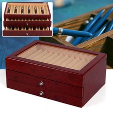3 Layer 34 Slot Fountain Pen Display box wood Collector Storage Organizer Case