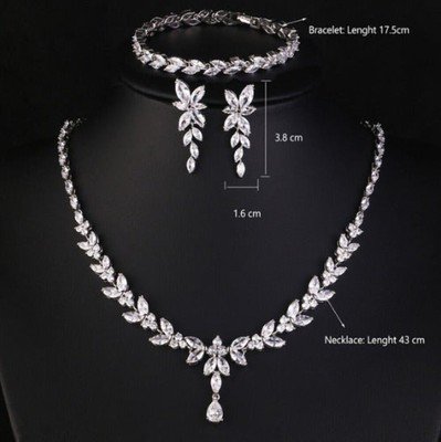 Crystal CZ Hochzeit Schmuck Set, Geschenk für sie, Braut Halskette, Stern Ohrringe &