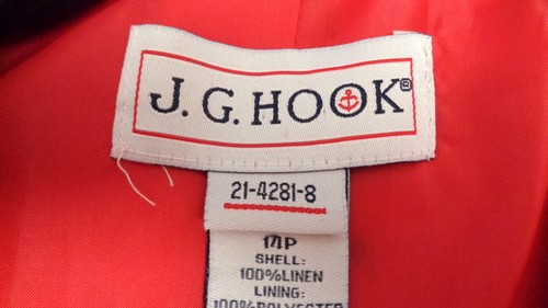 J.G. HOOK BLAZER PETITES RED SIZE 7 100% LINEN MADE IN CHINA DRYCLEAN EXTRA BUTN - Picture 8 of 12