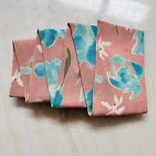 Vintage Clip Paris Handmade Pleated Fabric French Hair Barrette Pink Blue Floral