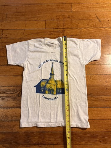 VINTAGE Demarest New Jersey 1978 Shirt Youth Large White Single Stitch - Picture 9 of 10