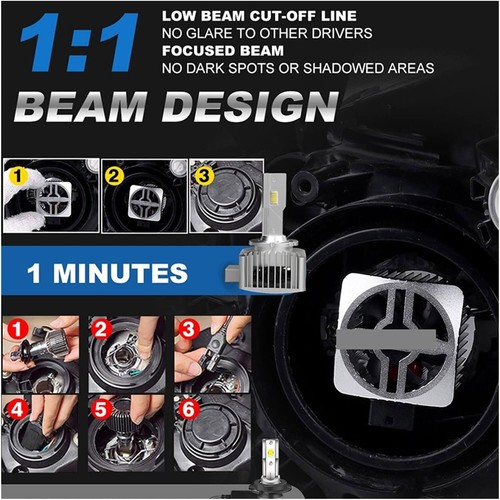 D1S D1R LED Headlight Bulbs 240W 6000K Super White HID Xenon Conversion Kit 2PCS - Picture 9 of 9