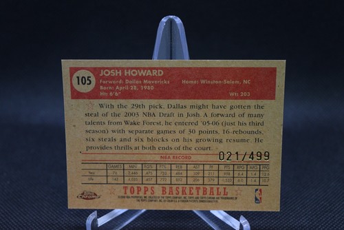 Josh Howard #105 - 2005-06 Topps Chrome 1952 Style - Mavericks - 21/499 - Picture 2 of 2