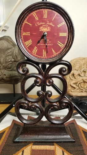 Rustic Chateau Joullian Grand Vin France Bordeaux Standing 15" Metal Clock *READ - 第 1/14 張圖片