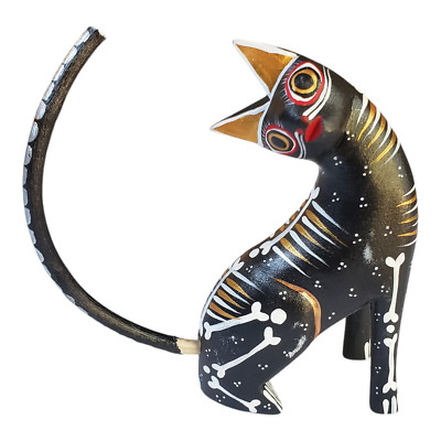 Dia de Muertos Cat Alebrije Oaxaca Mexico Day of the Dead Handmade Artesania