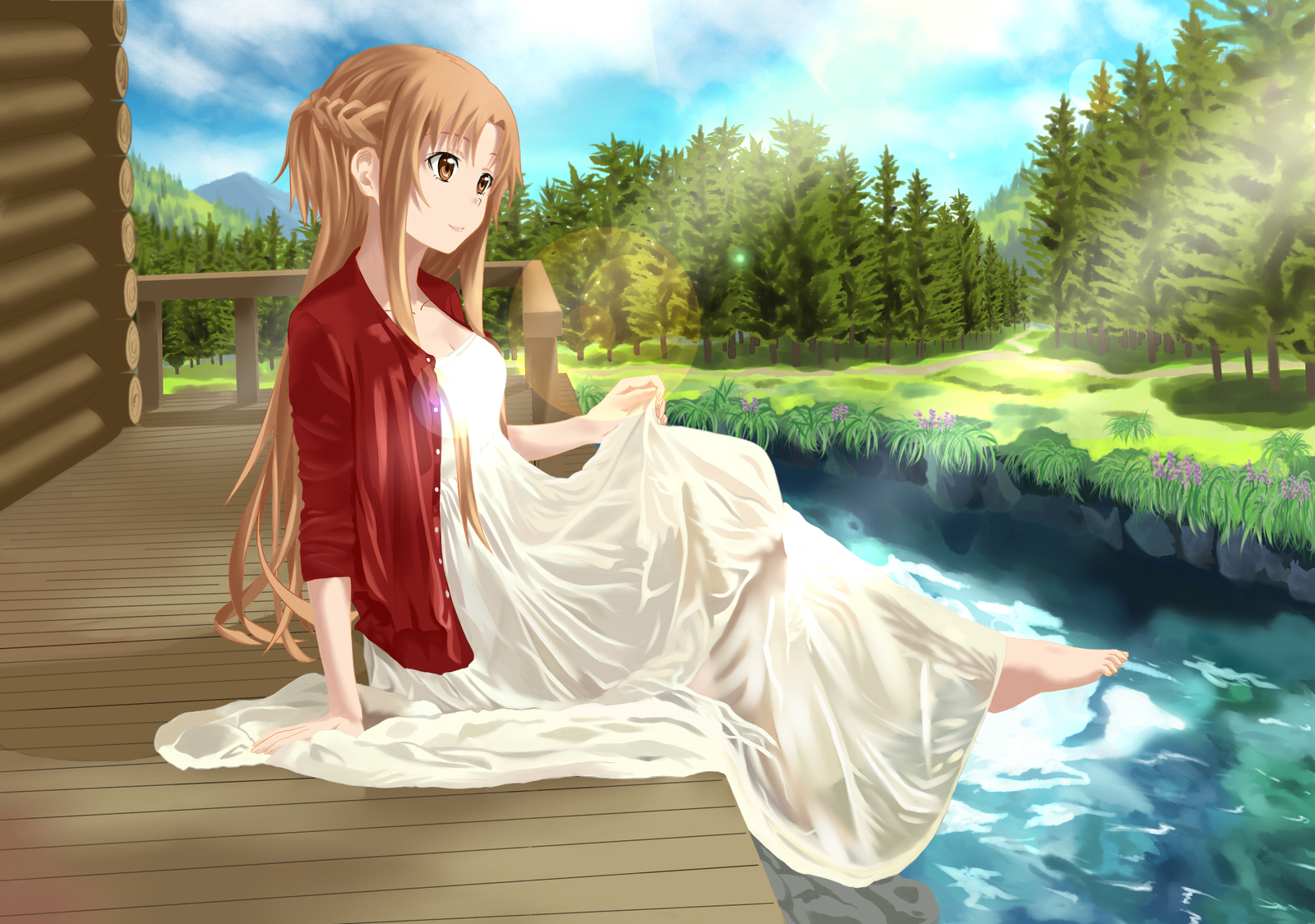 Anime sword art online girls yuuki asuna creeks dress Playmat Gaming Mat Desk